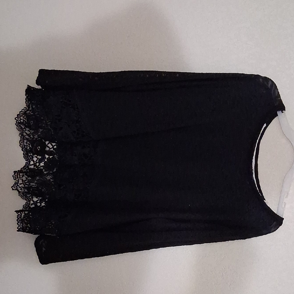 Cato Black Sweater with Lace Detail